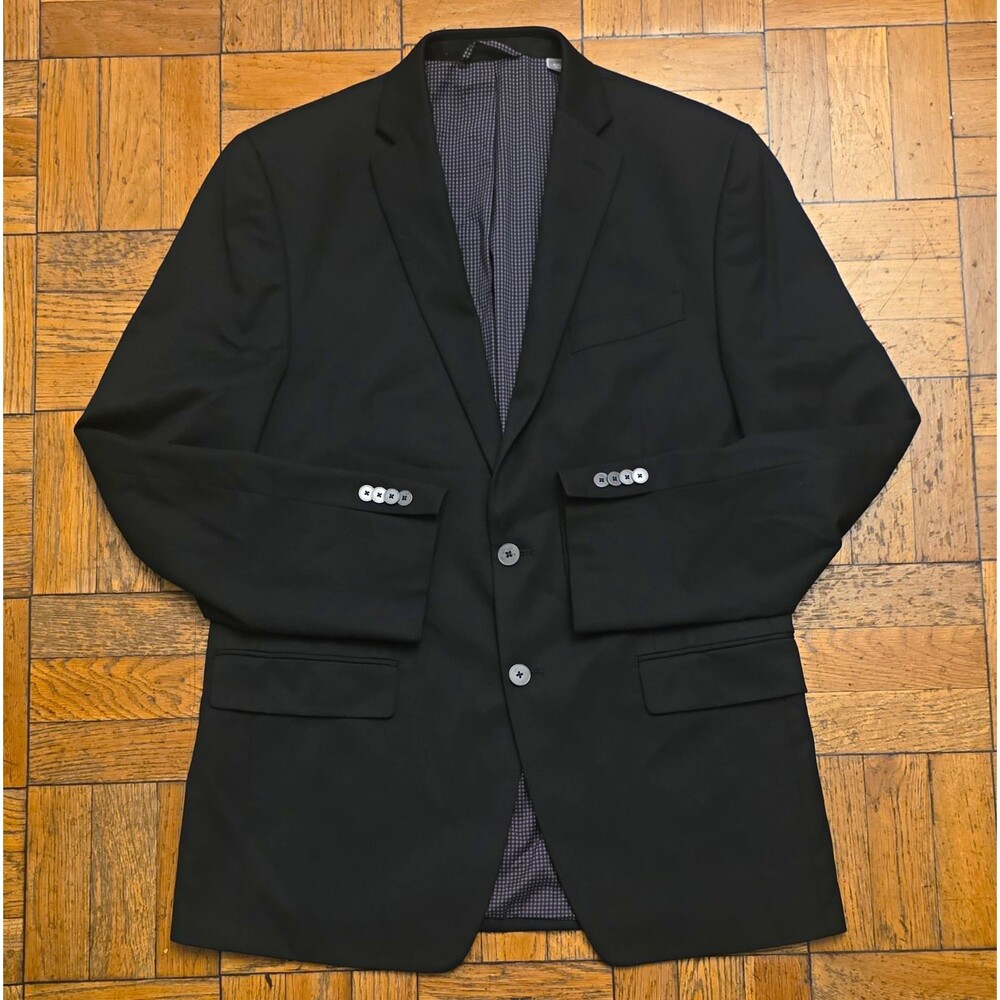 Michael Kors 40L Mens Black Suit Jacket Blazer 2-Button Notch Lapel Double Vent
